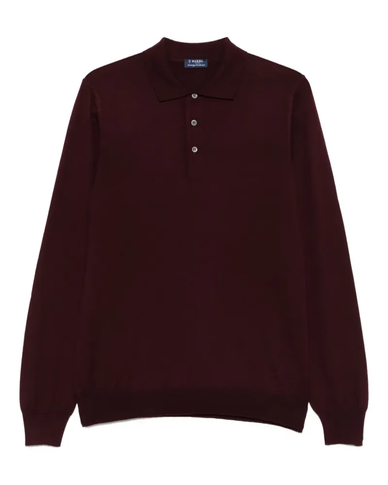 BARBA Langärmeliges Poloshirt - Rot Rot