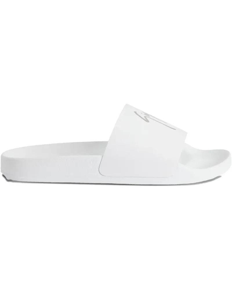 Giuseppe Zanotti Brett Pantoletten mit Logo-Print - Weiß Weiß