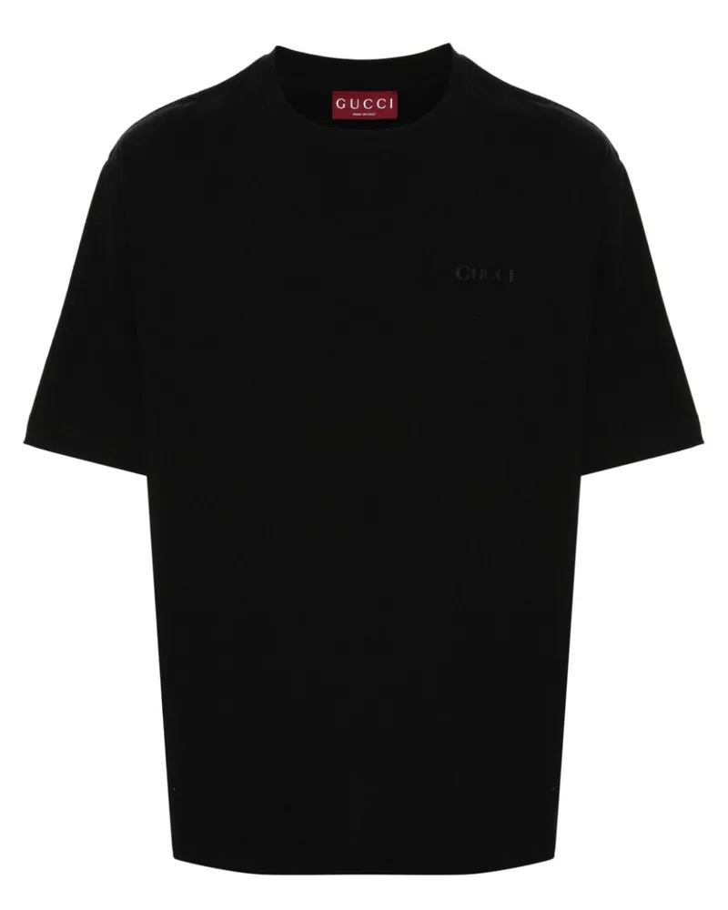 Gucci T-Shirt mit Logo-Stickerei - Schwarz Schwarz
