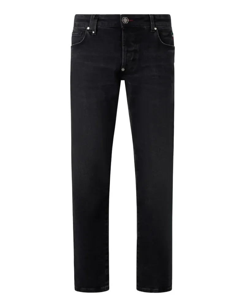 Philipp Plein Skinny-Jeans mit Logo-Schild - Schwarz Schwarz