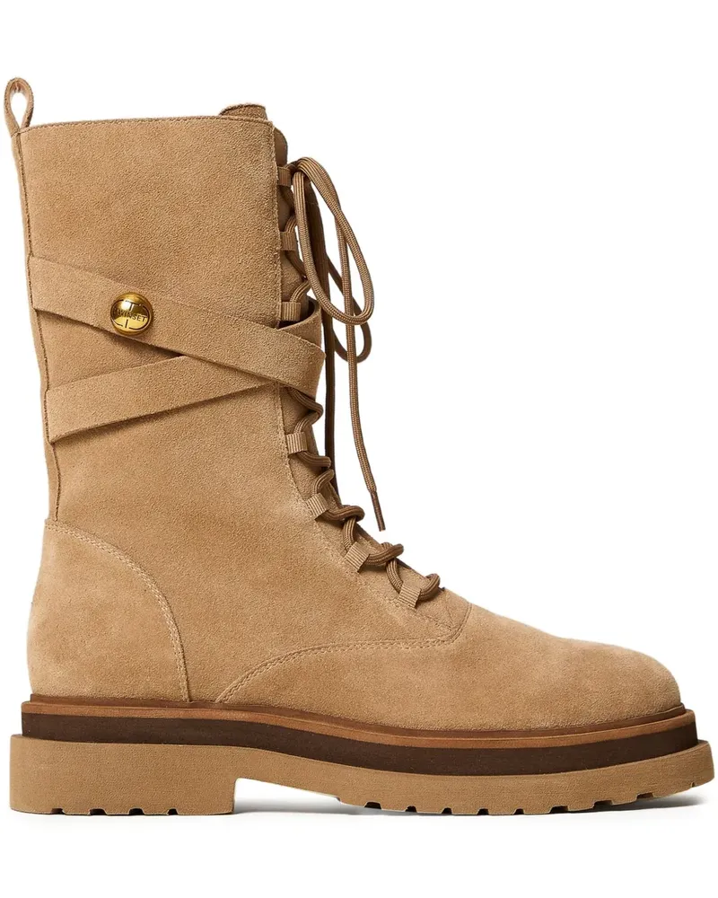 Twin-Set Schnürstiefel mit Riemen - Nude Nude
