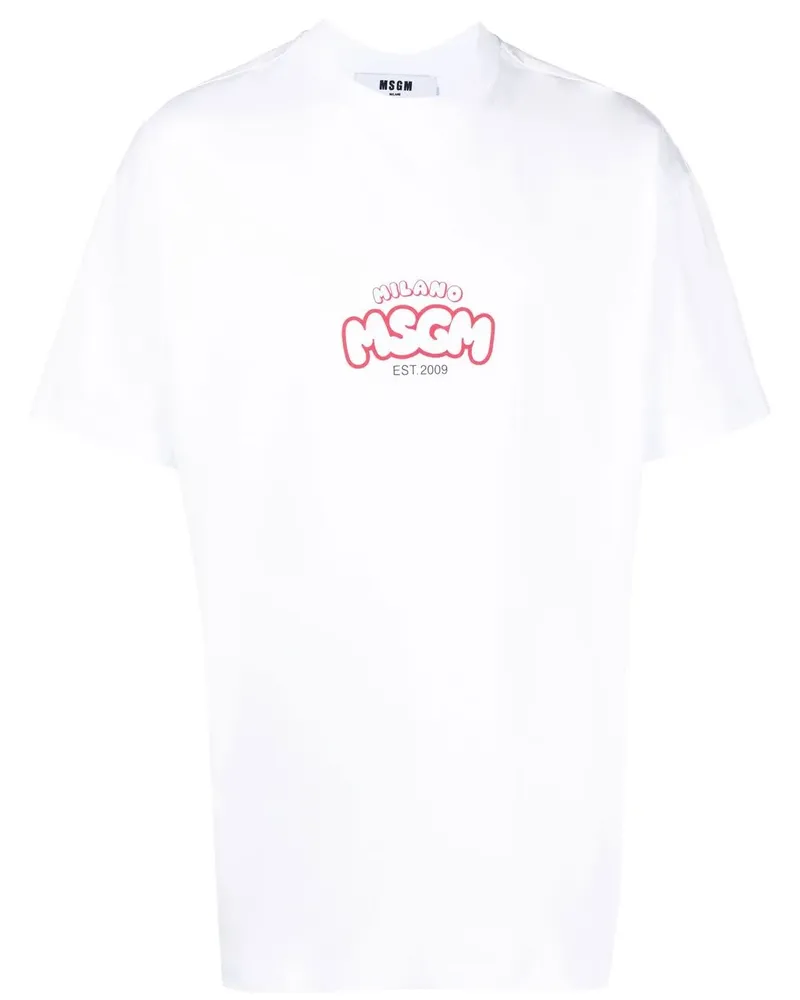 MSGM T-Shirt mit Logo-Print - Weiß Weiß