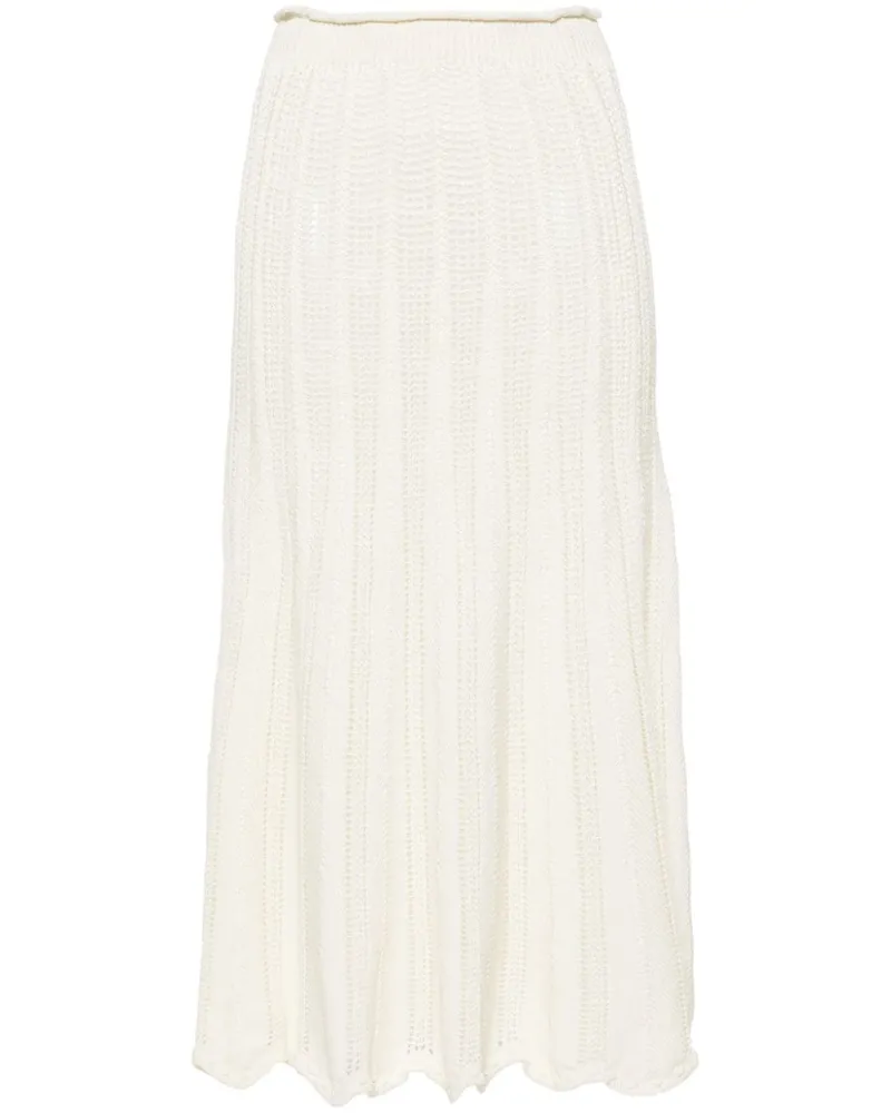 forte_forte Gestrickter Midirock - Weiß Weiß