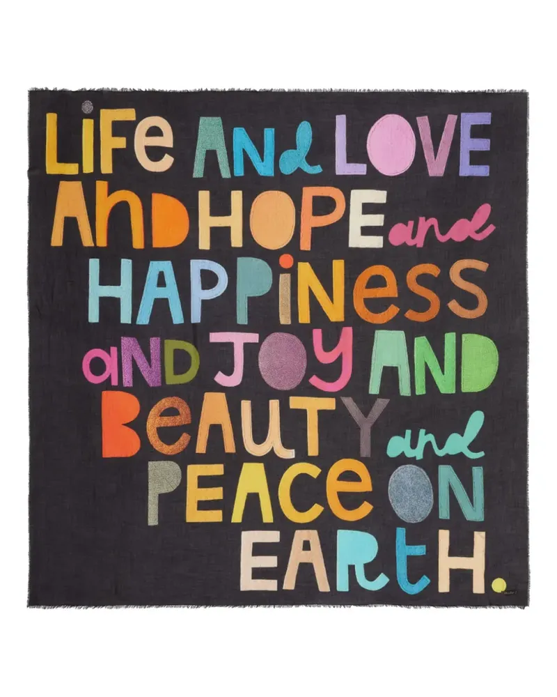Faliero Sarti Happiness Schal mit Slogan-Print - Schwarz Schwarz