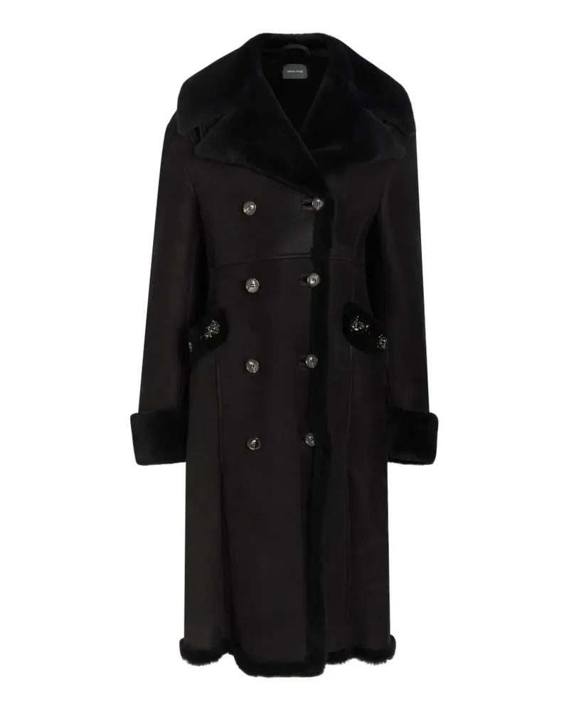 Simone Rocha double-breasted shearling-trimmed coat - Schwarz Schwarz