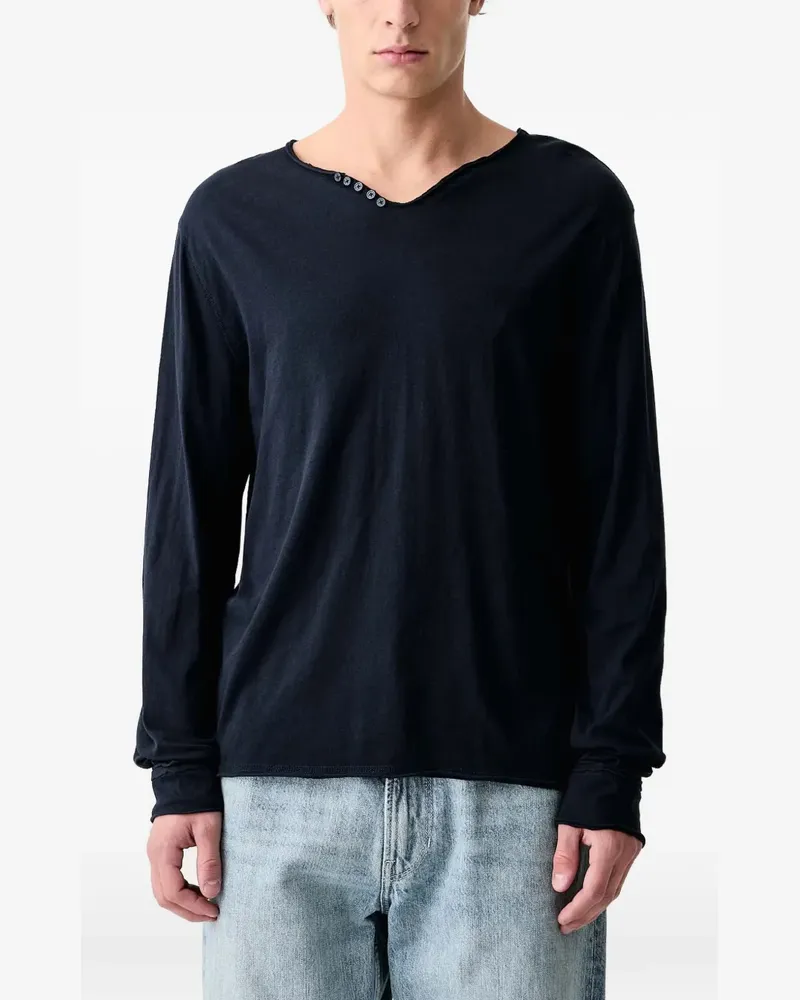 Zadig & Voltaire logo-print button-detail T-shirt - Blau Blau