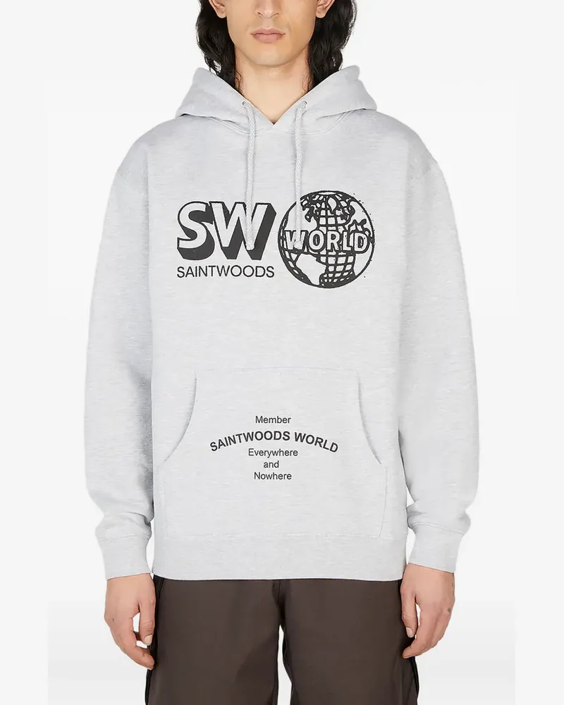 Saintwoods Hoodie mit grafischem Print - Grau Grau