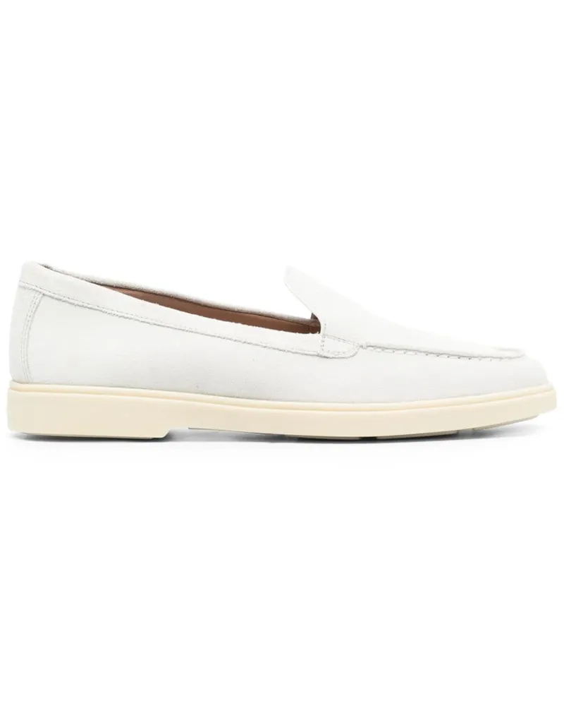 Santoni Loafer aus Wildleder mit runder Kappe - Weiß Weiß