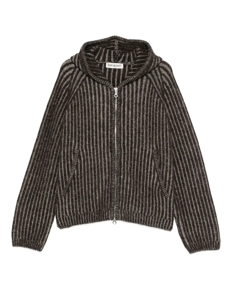 Our Legacy Gestreifter Cardigan mit Kapuze - Braun Braun