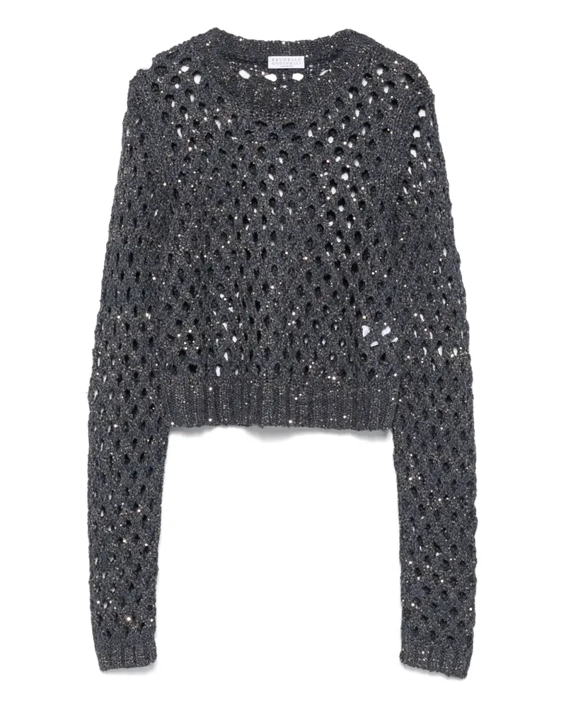 Brunello Cucinelli Lochstrick-Pullover mit Pailletten - Blau Blau