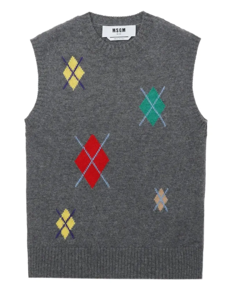 MSGM Top mit Rautenmuster - Grau Grau