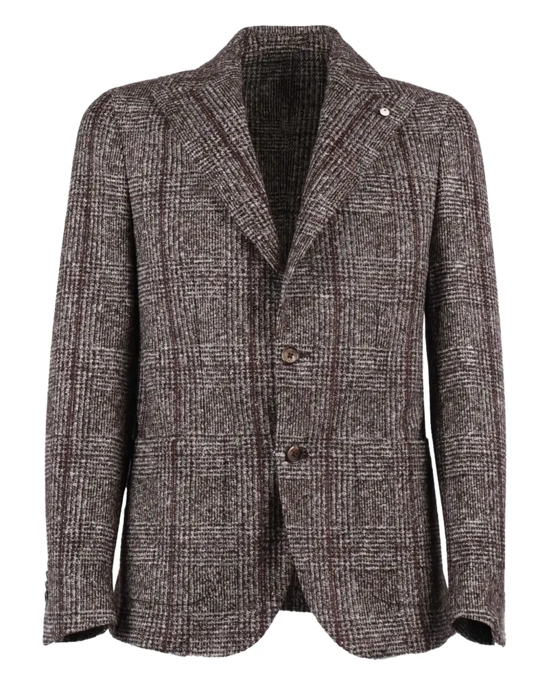 Luigi Bianchi Mantova buttoned check-pattern blazer - Braun Braun