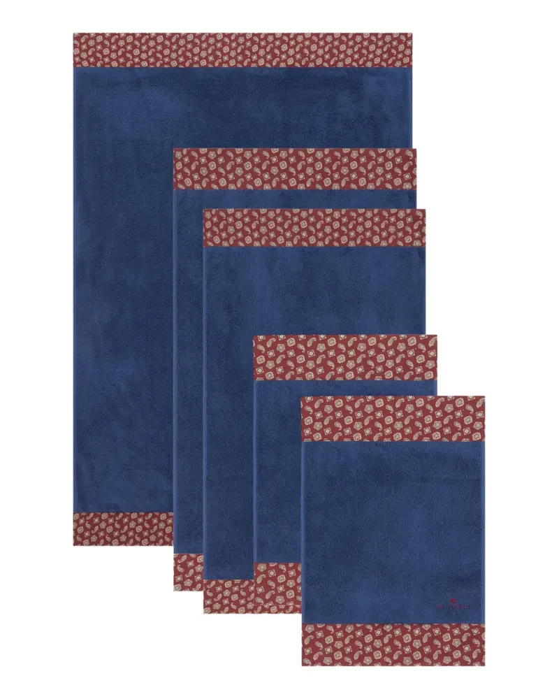 Etro Frottee-Handtücher mit Paisley-Print (2er-Set) - Blau Blau