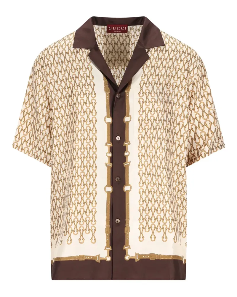 Gucci chain-print short-sleeve shirt - Nude Nude