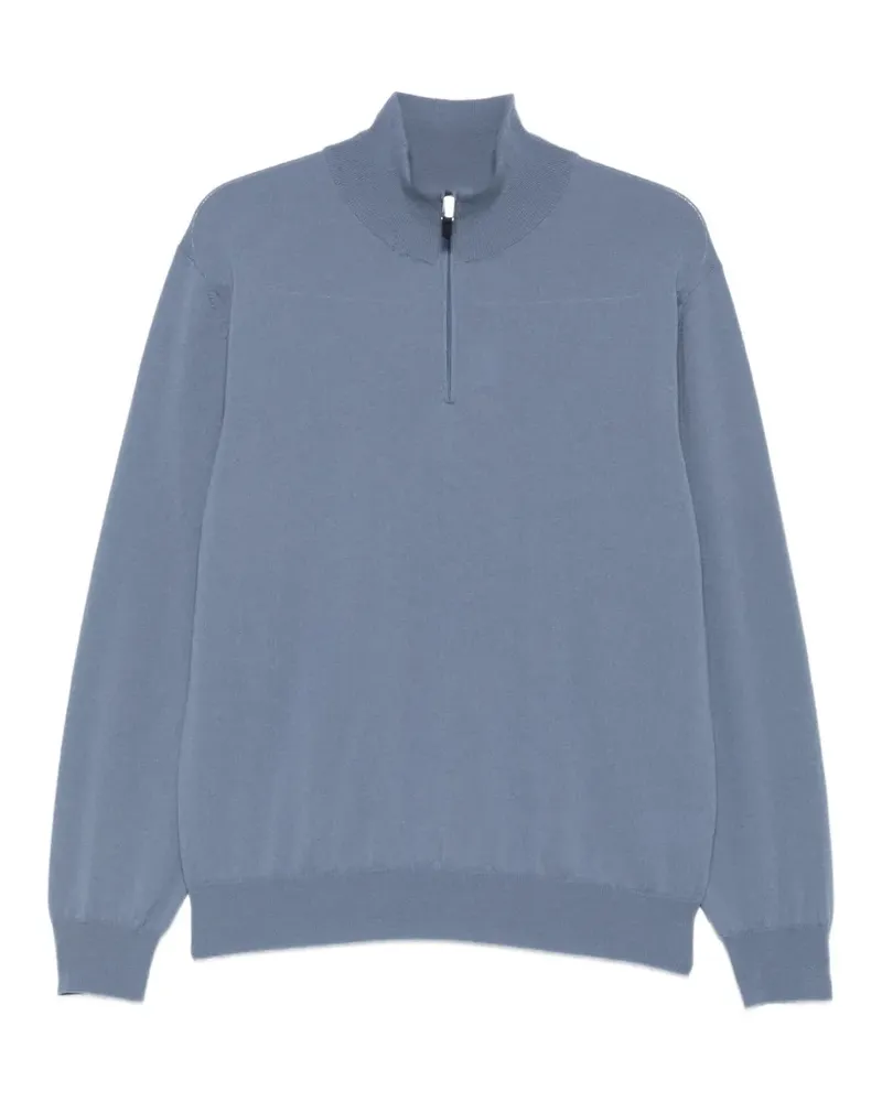 Canali Kaschmirpullover mit kurzem Reißverschluss - Blau Blau