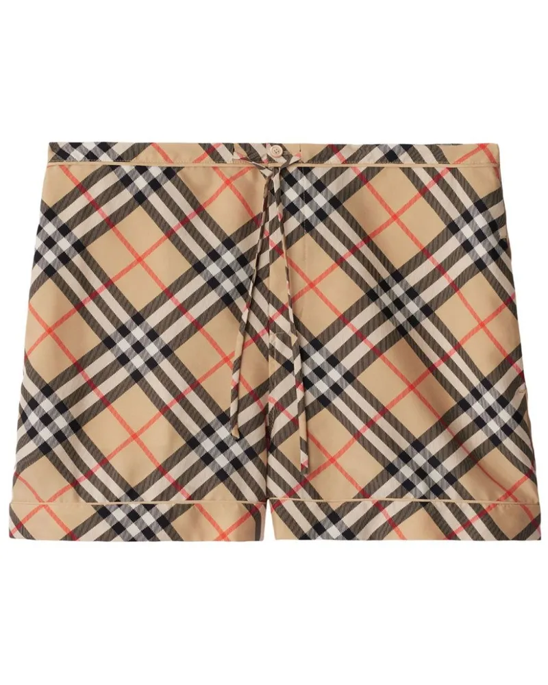 Burberry Karierte Shorts aus Seide - Nude Nude
