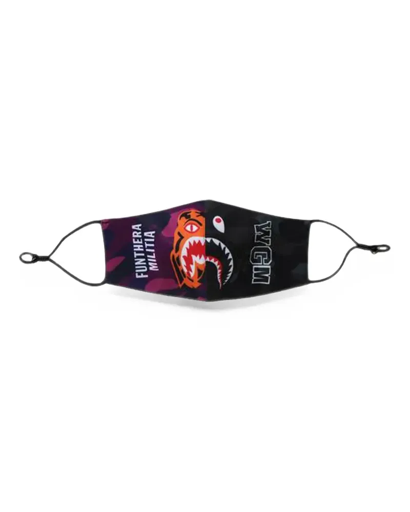 BAPE Shark-print face mask - Schwarz Schwarz