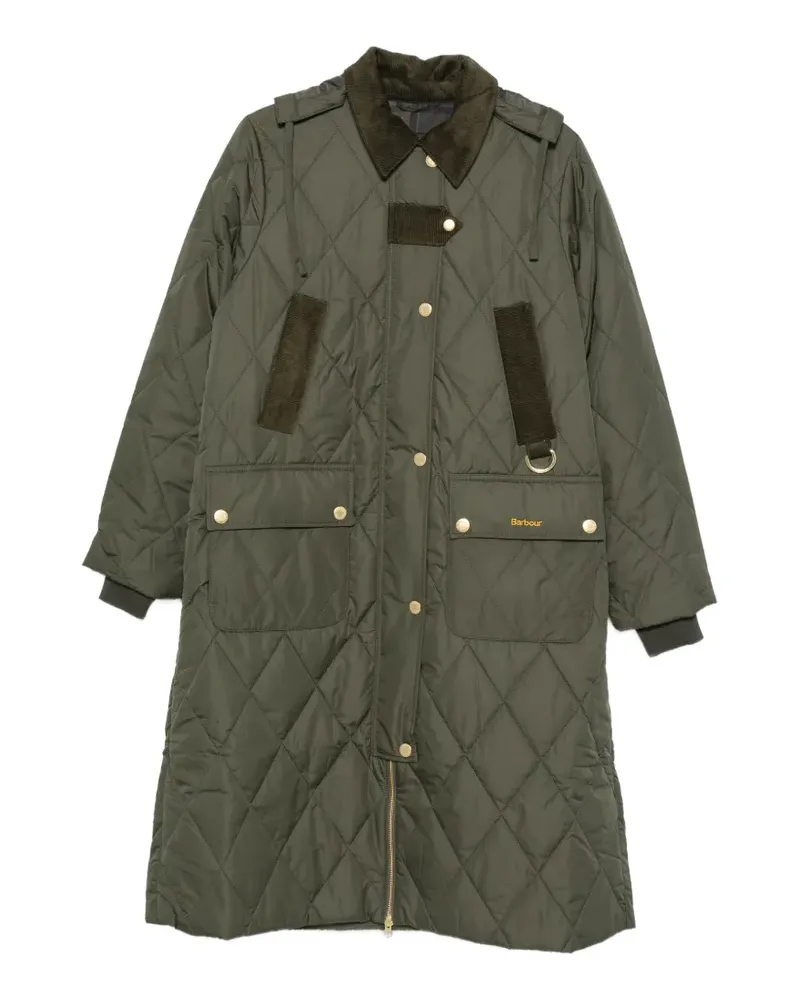 Barbour Kapuzenmantel mit Rautensteppung - Grün Grün