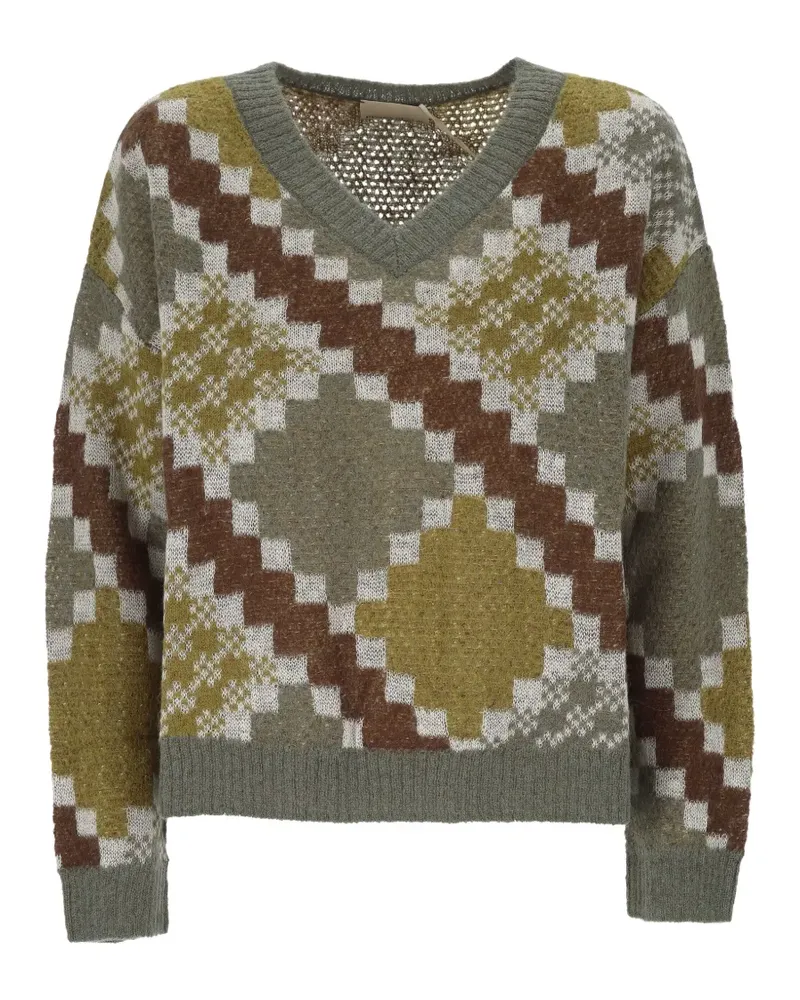 Pennyblack argyle-knit V-neck sweater - Grün Grün