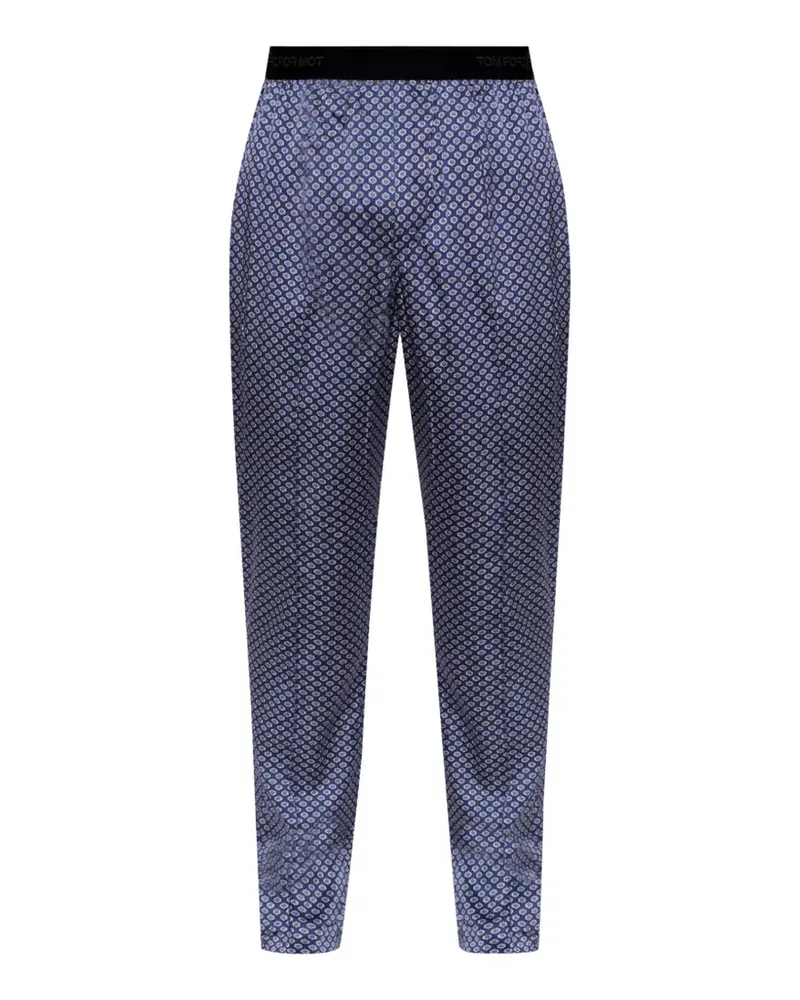 Tom Ford geometric-print silk-blend pajamas - Blau Blau