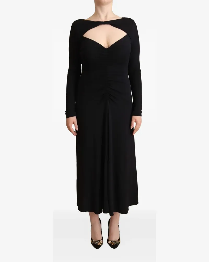 Pinko Gerafftes Kleid mit Cut-Out - Schwarz Schwarz