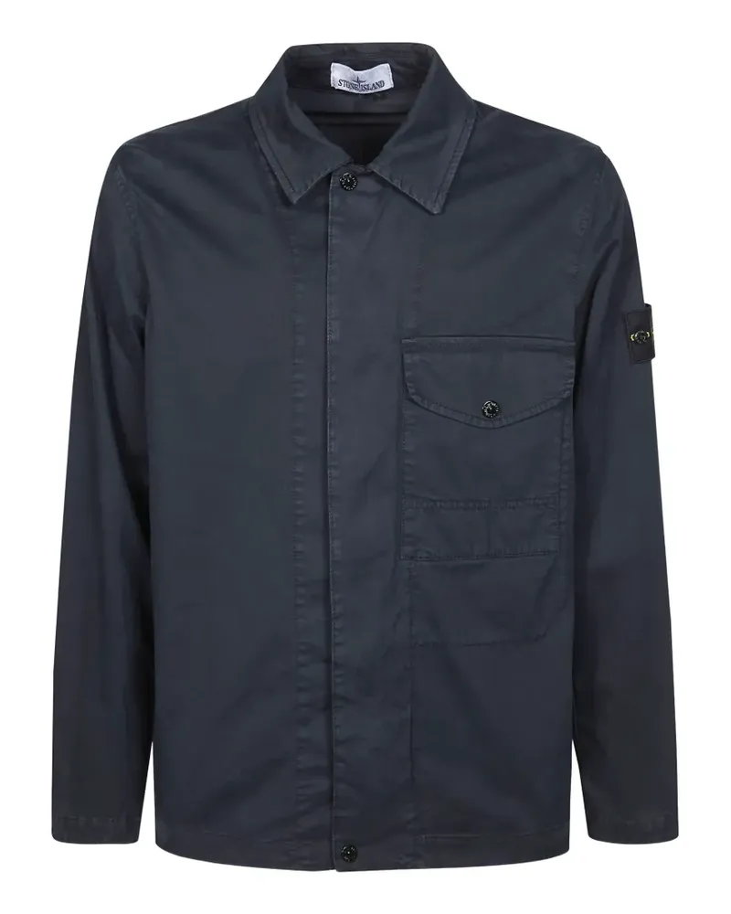 Stone Island Hemdjacke mit Logo-Patch - Blau Blau