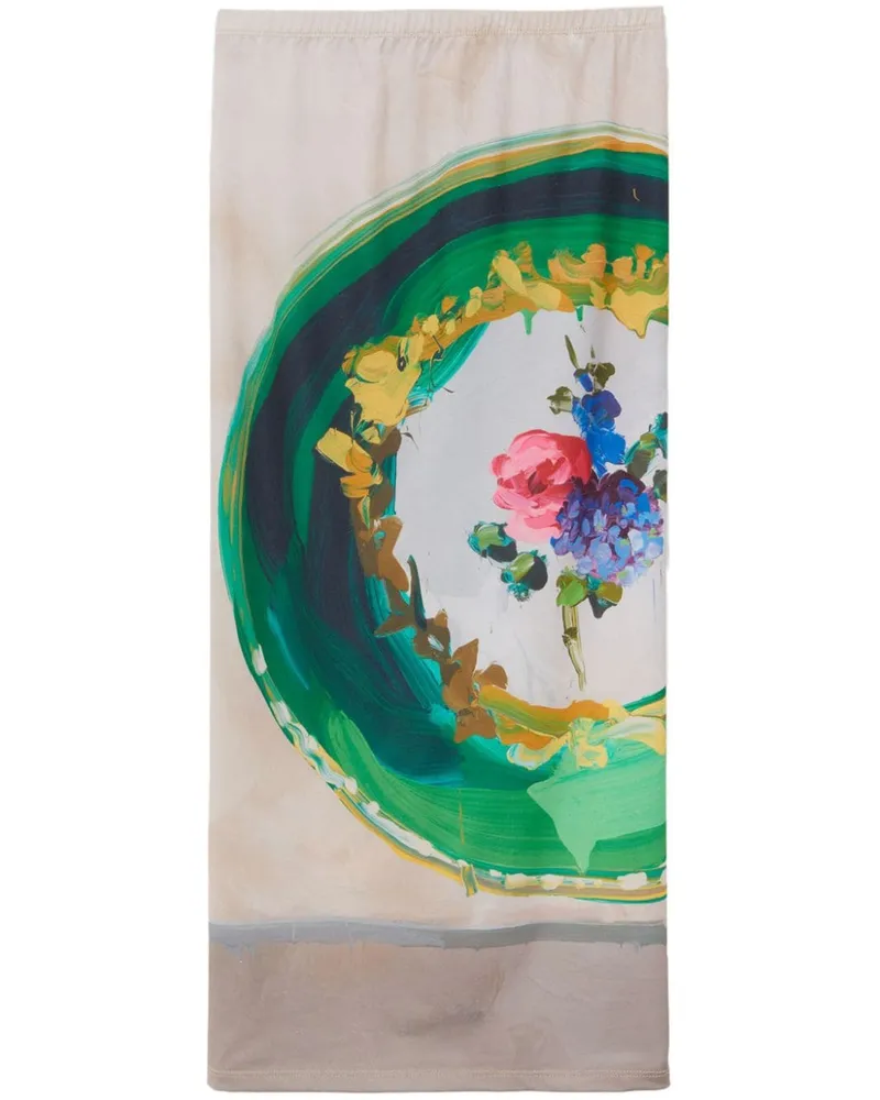 MSGM Rock mit Blumen-Print - Grün Grün