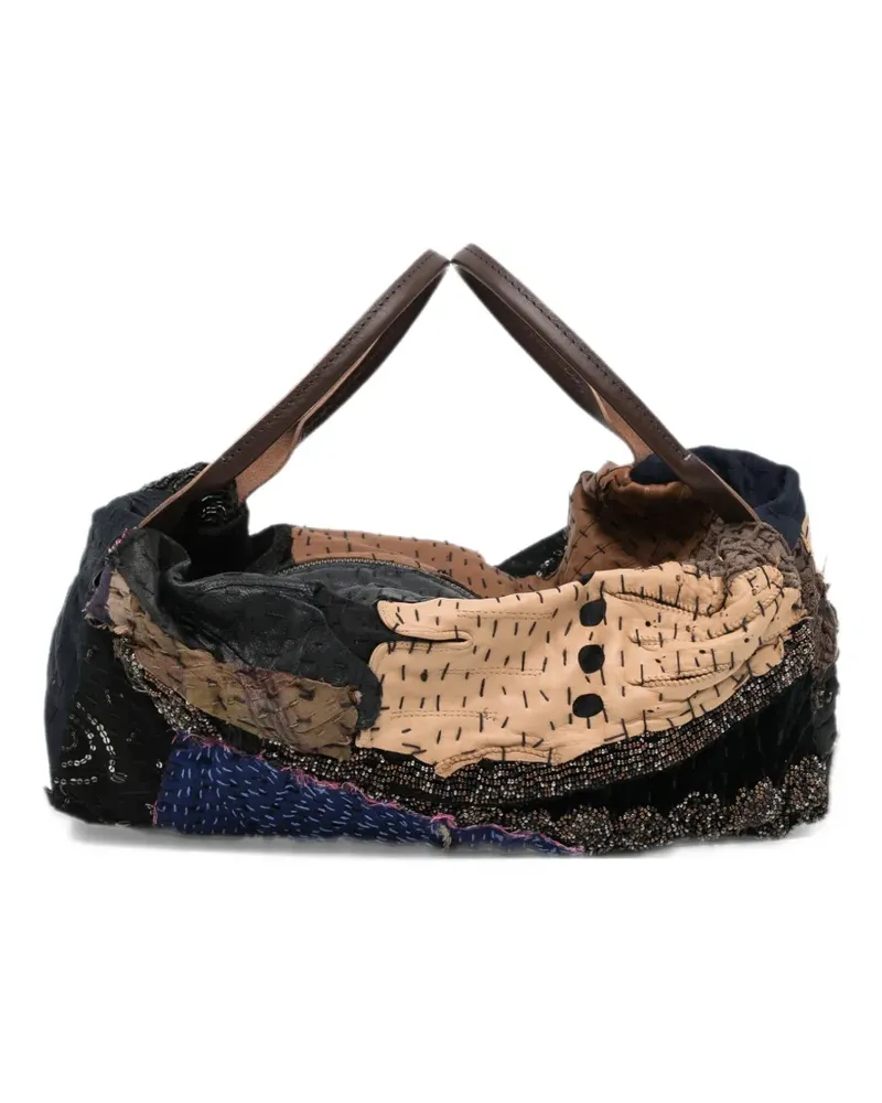 BY WALID patchwork bead-embellished tote bag - Schwarz Schwarz
