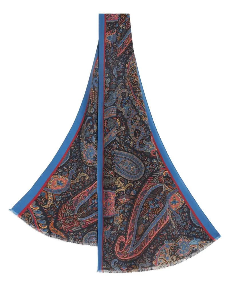 Etro Schal aus Seide mit Paisley-Print Blau