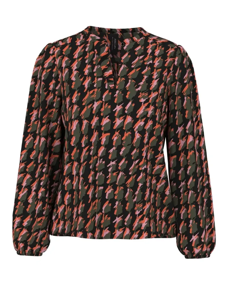 Marc Cain Bluse mit abstraktem Hahnentrittmuster - Schwarz Schwarz
