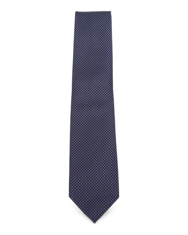 Tom Ford Seidenkrawatte mit Hahnentrittmuster - Blau Blau
