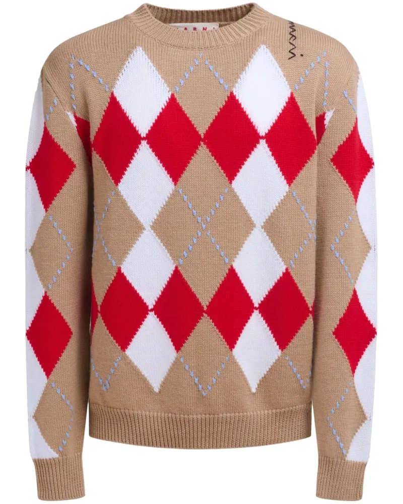 Marni Pullover mit Argyle-Intarsienmuster Nude