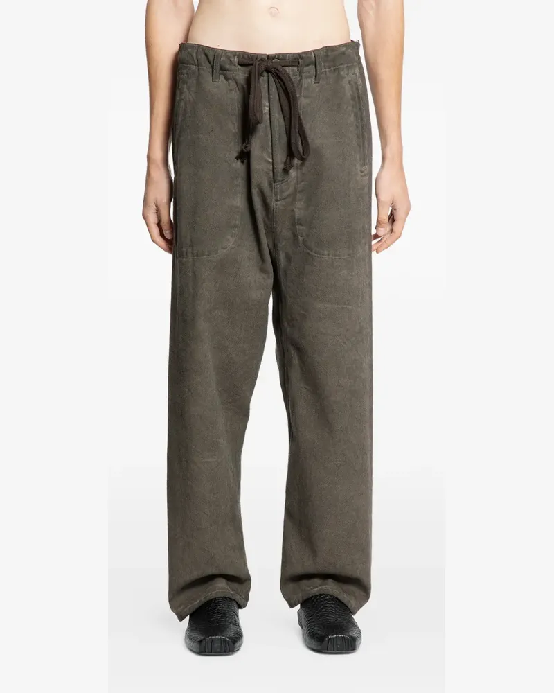 Uma Wang overdyed drawstring trousers - Grau Grau