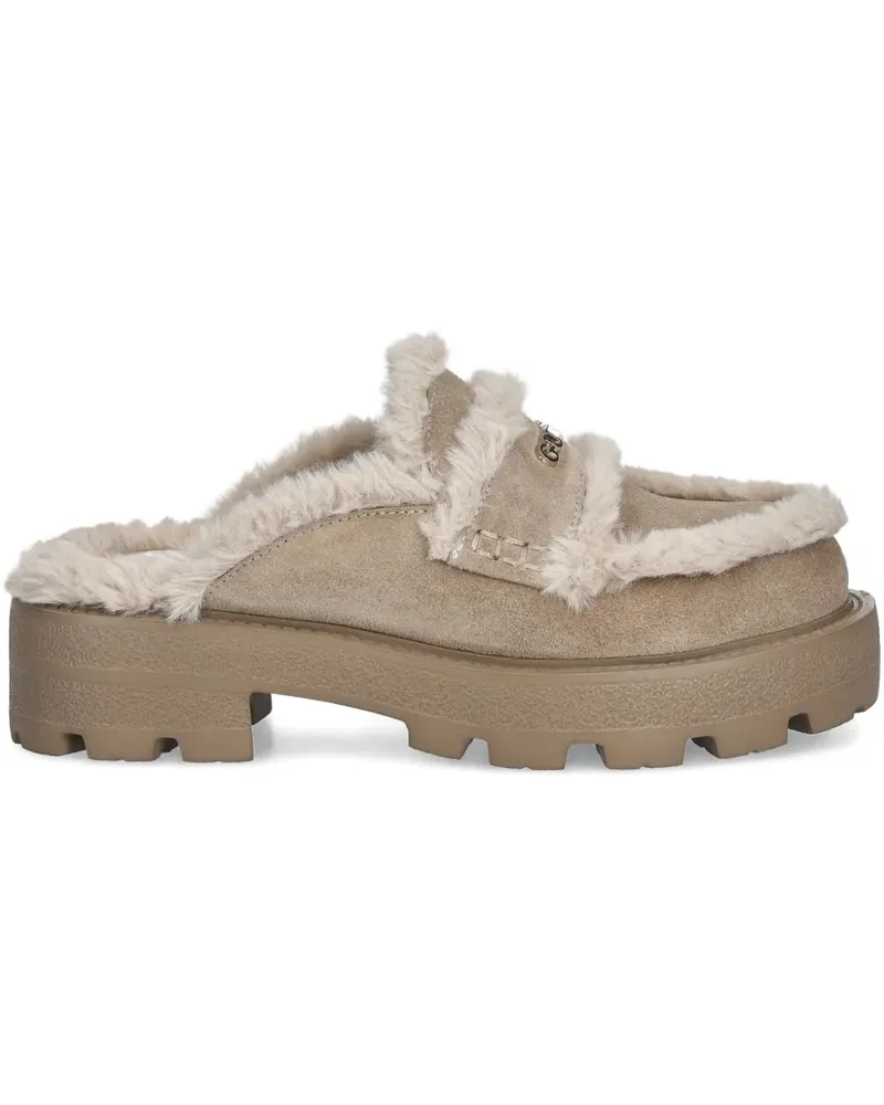 Guess 45mm Yaneta logo faux-fur mules - Nude Nude