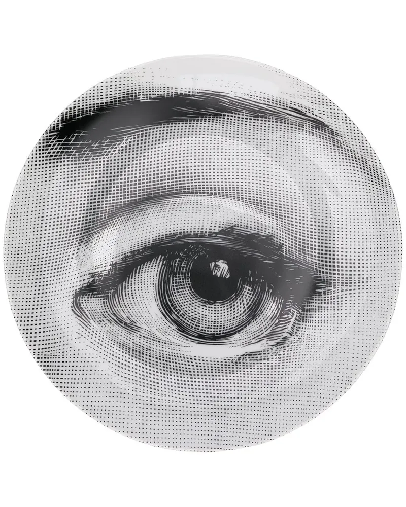 Fornasetti Teller mit Augen-Print Weiß