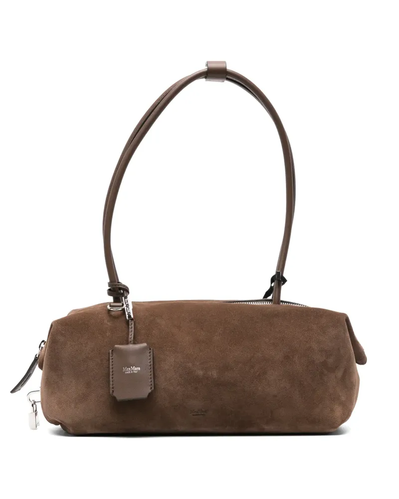 Max Mara horizontal Boston bag in split leather - cocoa - Braun Braun