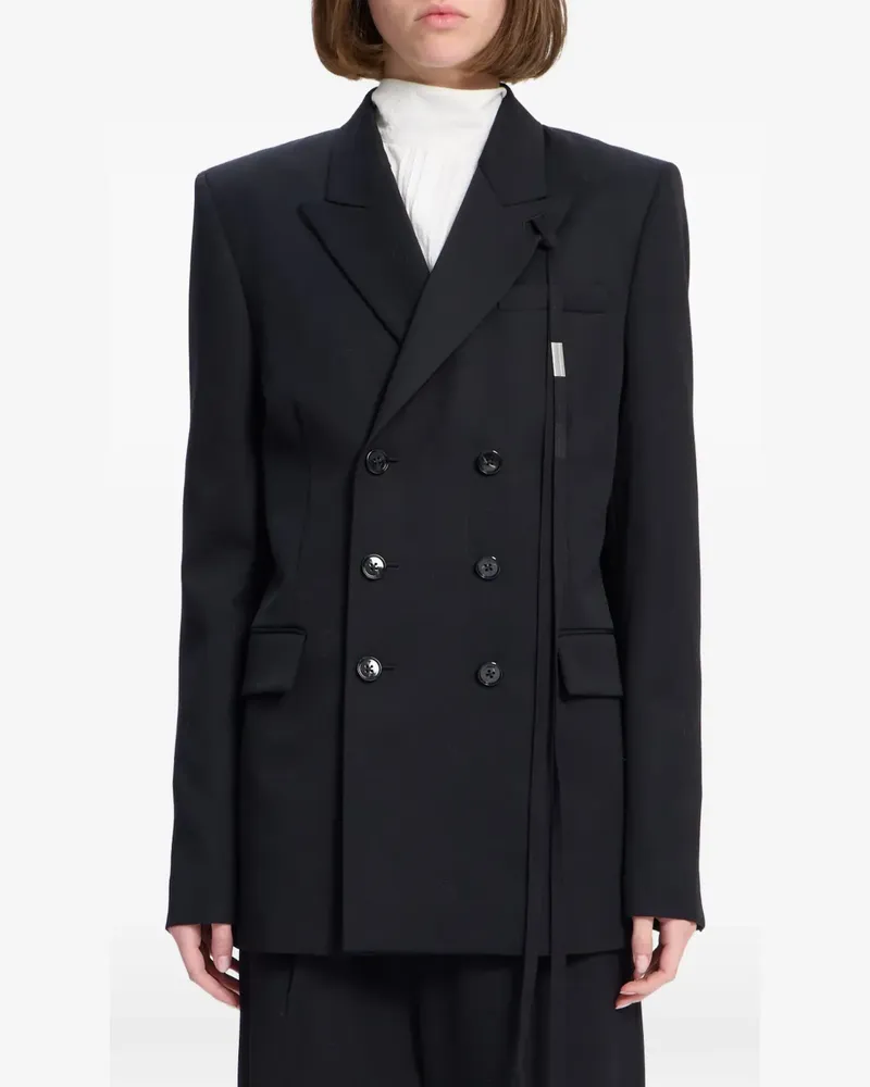 Ann Demeulemeester Doppelreihiges Gabardine-Blazer - Schwarz Schwarz