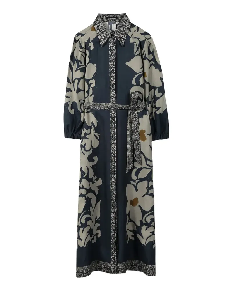 Luisa Cerano floral-print ramie dress - Blau Blau