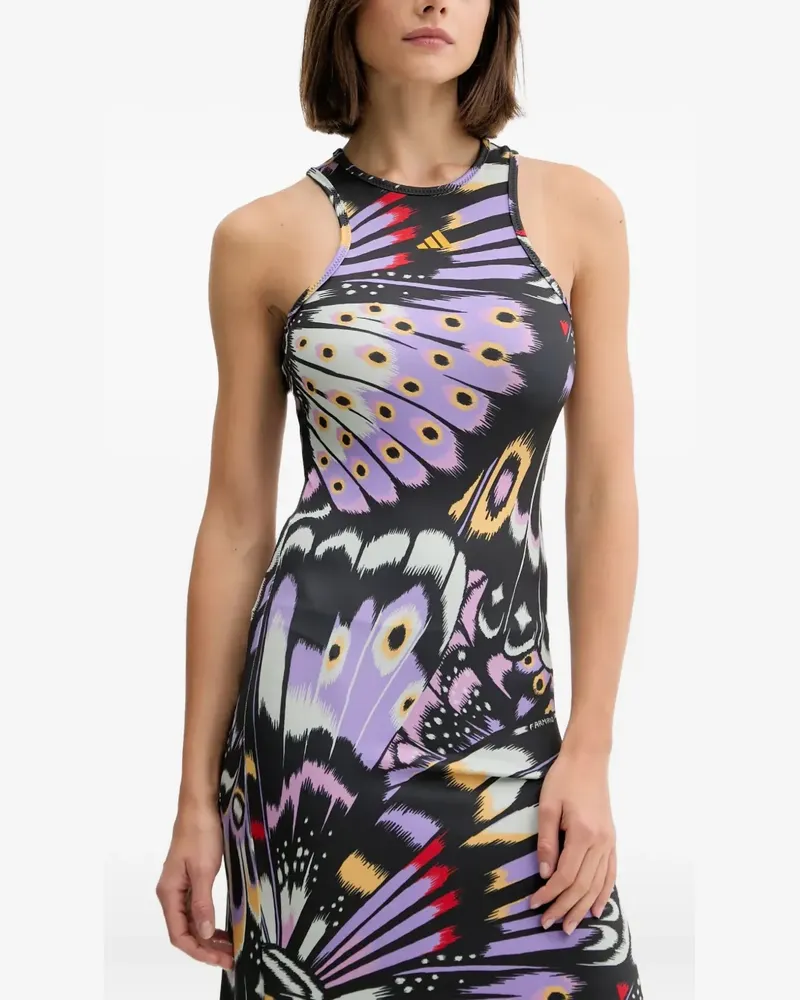 adidas x Farm Maxikleid mit Schmetterling-Print - Schwarz Schwarz