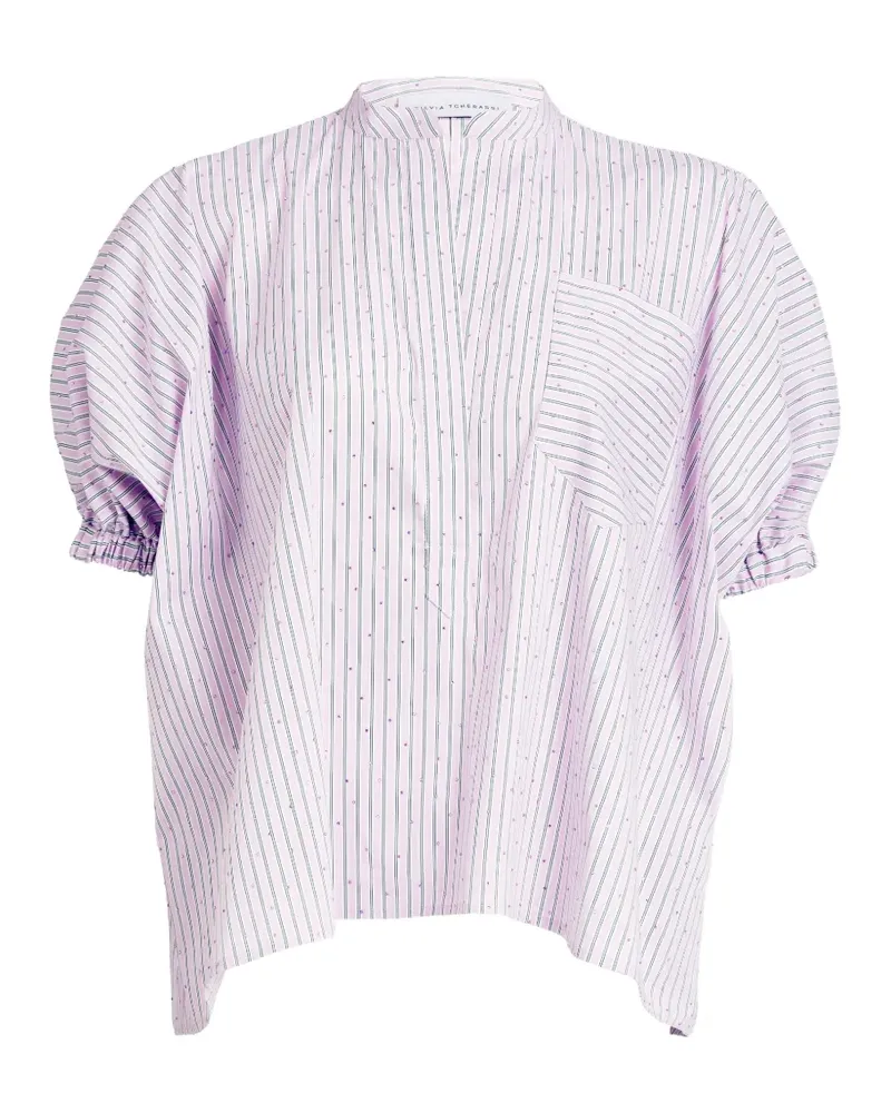 Silvia Tcherassi Susane striped puff-sleeve blouse - Rosa Rosa