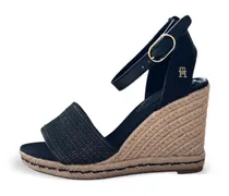 Wedge-Sandalen mit Webmuster - Schwarz