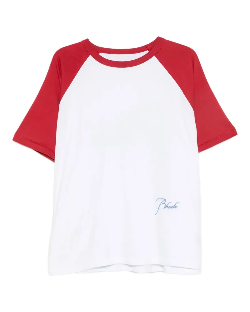 RHUDE Classique logo-embroidered raglan-sleeve cotton T-shirt - Weiß Weiß