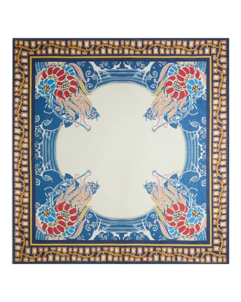 La DoubleJ Pareo mit Blumen-Print - Blau Blau