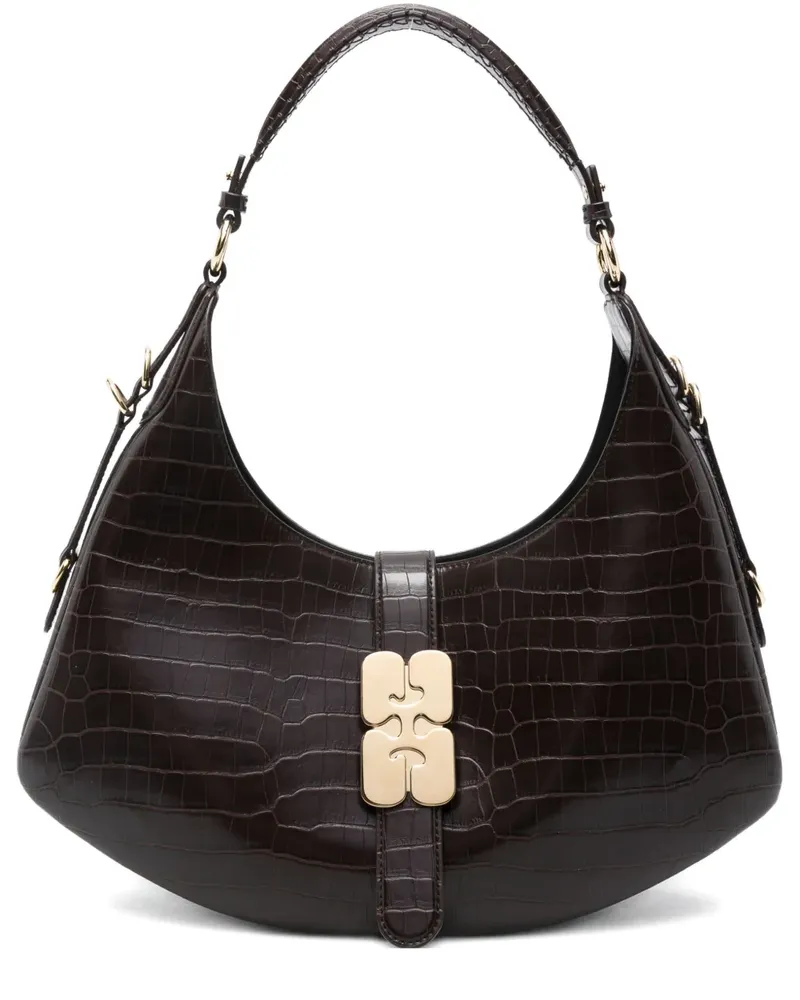 Ganni Schultertasche aus Leder - Braun Braun