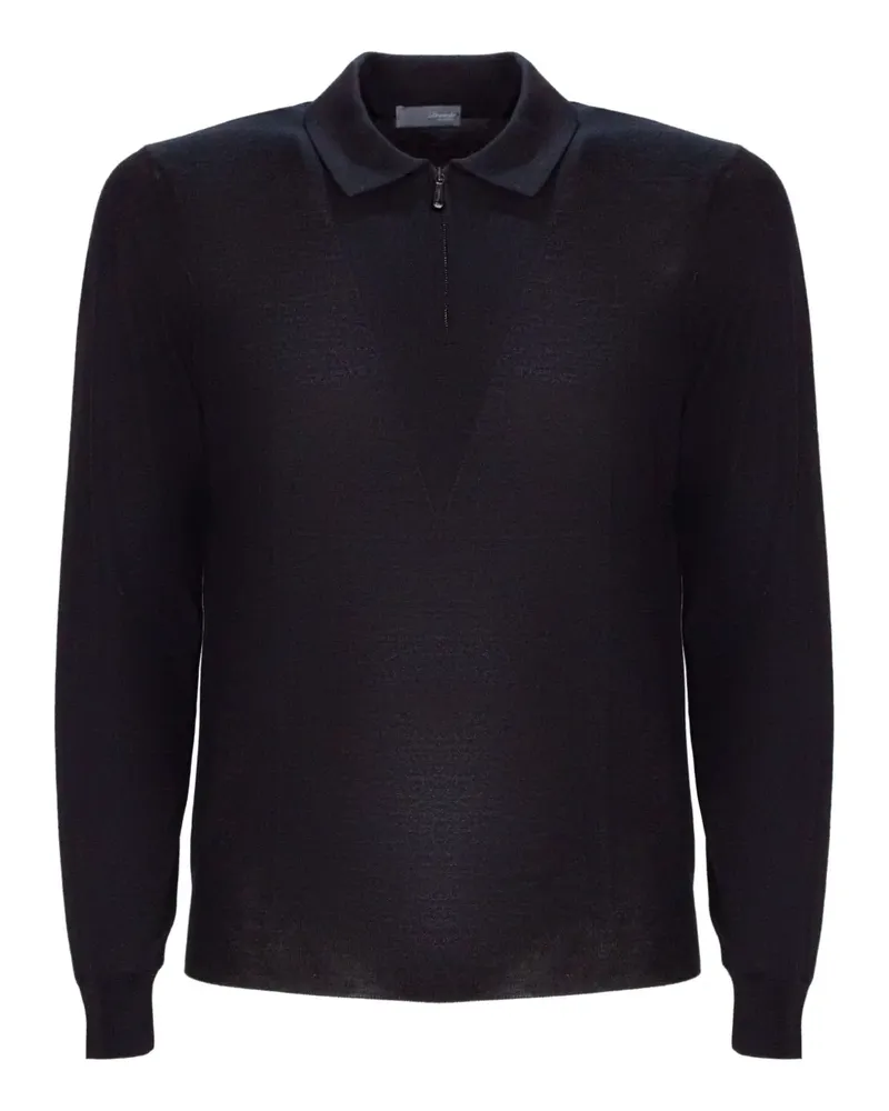 Drumohr  Merino-Poloshirt mit Reißverschluss - Schwarz Schwarz