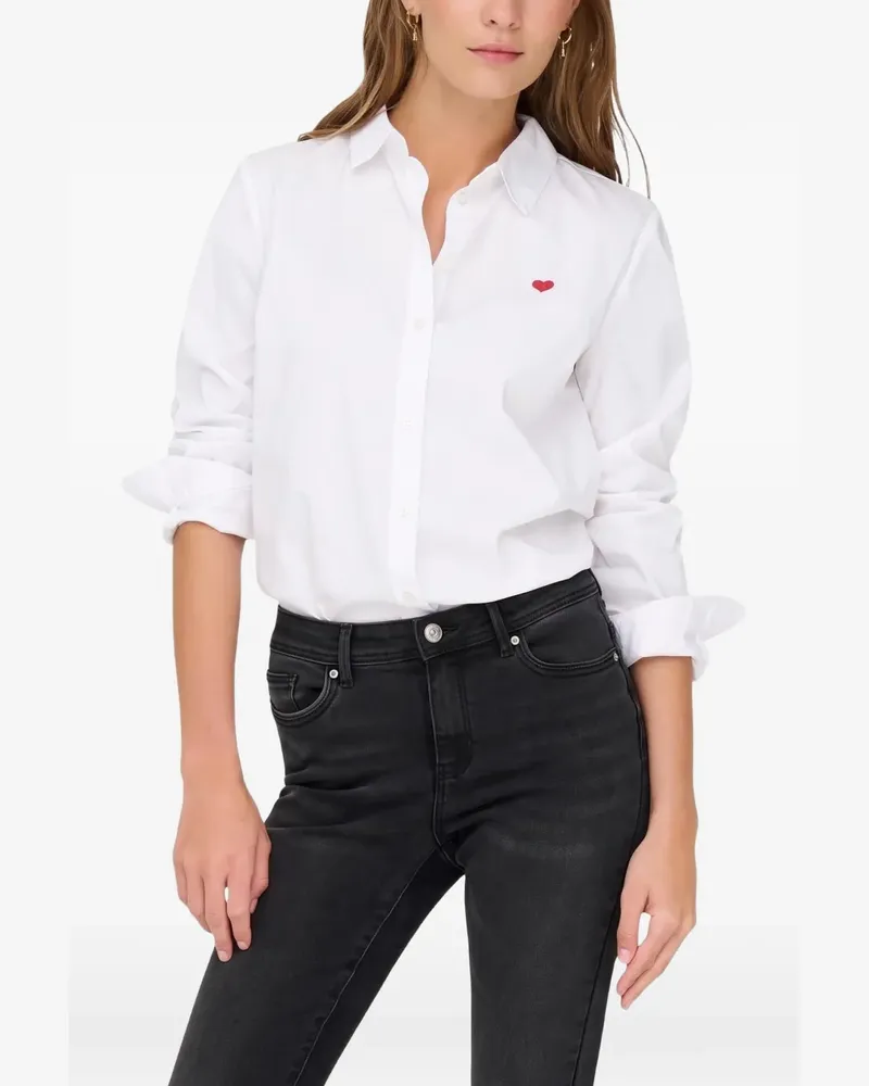 Jacqueline de Yong Button-down-Hemd mit Herzmotiv - Weiß Weiß