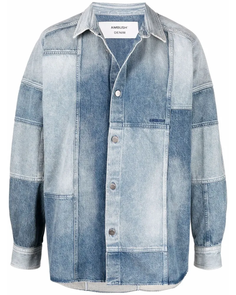 AMBUSH Jeans-Hemdjacke im Patchwork-Look Blau