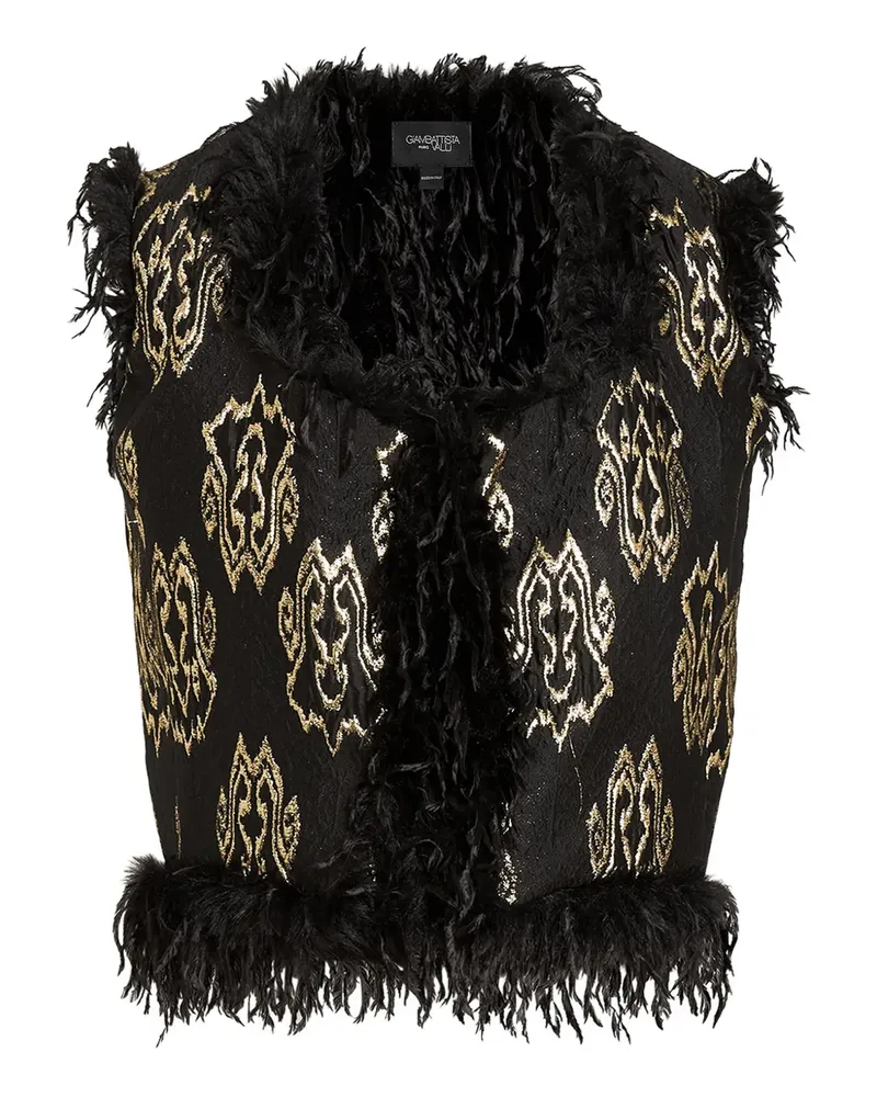 Giambattista Valli Fransenweste aus Ikat-Jacquard - Schwarz Schwarz