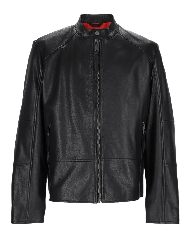 HUGO BOSS Bikerjacke aus Leder - Schwarz Schwarz