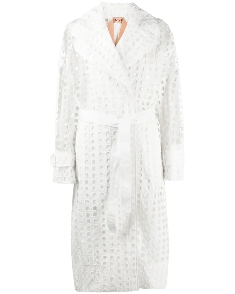 N° 21 Perforierter Midimantel - Weiß Weiß